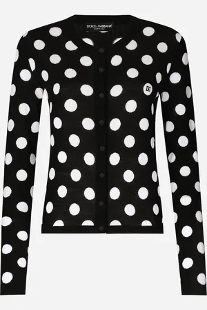 Dolce & Gabbana Cardigan En Laine Et Soie Avec Intarsia À Pois - Femme Pulls Multicolore 36