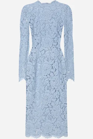 Dolce & Gabbana Robe Fourreau Mi-longue En Dentelle Cordonnet Florale À Logo - Femme Robes 36