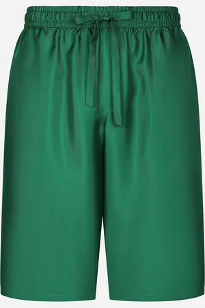 Dolce & Gabbana Bermuda De Jogging En Soie Avec Broderie - Homme Pantalons Et Shorts Vert 46