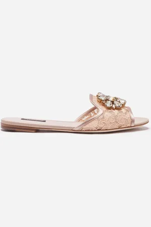 Dolce & Gabbana Mules En Dentelle À Cristaux - Femme Mules Et Sabots 36