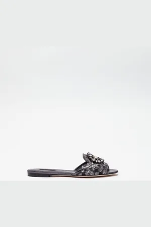 Dolce & Gabbana Mules En Dentelle À Cristaux - Femme Mules Et Sabots 36.5