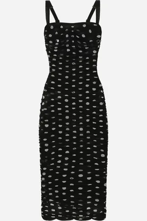 Dolce & Gabbana Robe Fourreau Mi-longue Drapée En Tulle Avec À Pois - Femme Robes 36