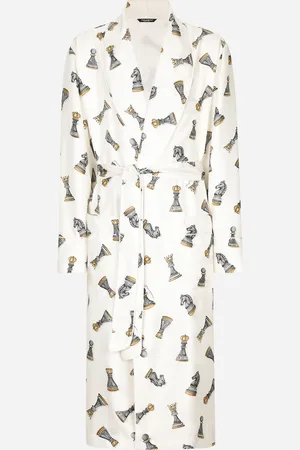 Dolce & Gabbana Robe De Chambre En Sergé De Soie À Jeu D’échecs - Homme Sous-vêtements Et Loungewear 48