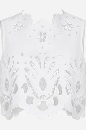 Dolce & Gabbana Top Court En Coton Avec Broderie Ajourée - Femme Tops Et Chemisiers 38