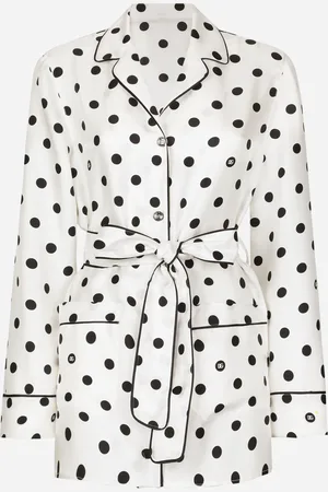 Dolce & Gabbana Chemise De Pyjama En Soie Avec À Pois Et Manches Longues - Femme Tops Et Chemisiers 36