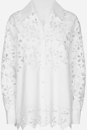 Dolce & Gabbana Chemise Oversize En Coton Avec Broderie Ajourée - Femme Tops Et Chemisiers 36