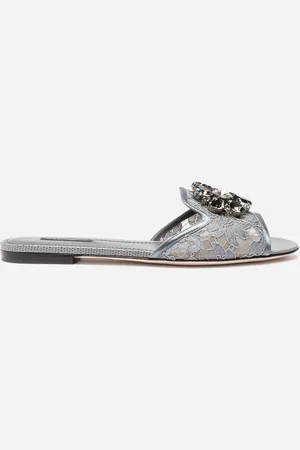 Dolce & Gabbana Mules En Dentelle À Cristaux - Femme Mules Et Sabots 39