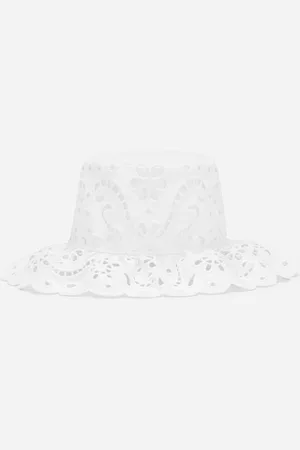 Dolce & Gabbana Chapeau En Coton Broderie Anglaise - Femme Bonnets Et Gants 56