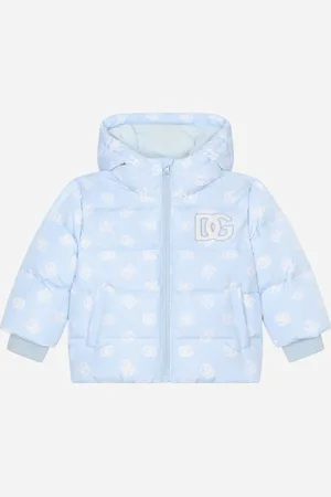 Dolce & Gabbana Doudoune Courte En Nylon Avec Imprimé Logomania Et Logo Dg - Homme Manteaux Et Hauts 6/9 Months