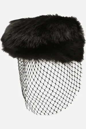 Dolce & Gabbana Casquette Plate En Mouton Avec Voile - Femme Bonnets Et Gants 56