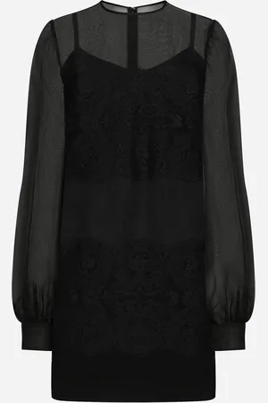 Dolce & Gabbana Robe Courte En Organza Avec Intarsias En Dentelle - Femme Robes 36