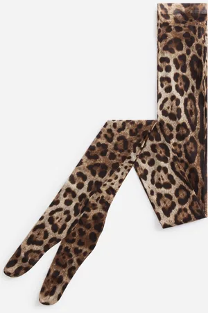 Dolce & Gabbana Collants En Tulle À Imprimé Léopard - Femme Chaussettes Imprim� Animalier Dentelle S
