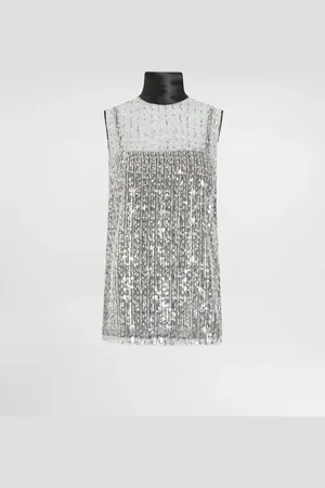 Dolce & Gabbana Haut En Tulle Avec Col Montant Et Paillettes Brodées - Femme Tops Et Chemisiers 42