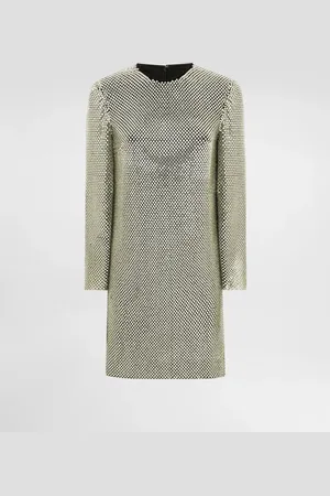 Dolce & Gabbana Robe Courte À Manches Longues En Cristal Mesh - Femme Robes Or Xs
