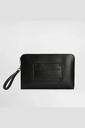 Dolce & Gabbana Grande Pochette En Cuir De Veau Avec Logo En Relief - Homme Attachés-cases Et Pochettes Cuir Onesize