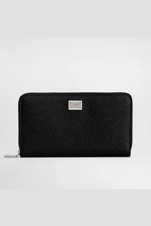 Dolce & Gabbana Portefeuille À Contour Zippé En Cuir De Veau Avec Plaquette À Logo - Homme Portefeuilles Et Petite Maroquinerie Cuir Onesize