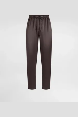 Dolce & Gabbana Pantalon De Pyjama En Soie Avec Logo Brodé - Homme Pantalons Et Shorts Soie 46