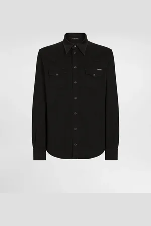 Dolce & Gabbana Chemise En Denim Stretch Noir Enduit - Homme Chemises Coton 37