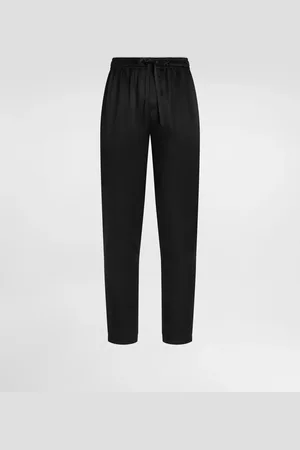 Dolce & Gabbana Pantalon De Pyjama En Soie Avec Logo Brodé - Homme Pantalons Et Shorts Soie 44
