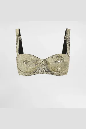 Dolce & Gabbana Soutien-gorge Balconnet Avec Micro Paillettes Brodées - Femme Lingerie Or 1b