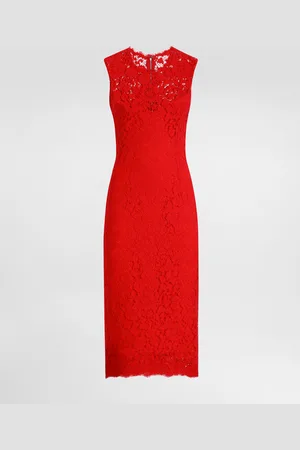 Dolce & Gabbana Robe Fourreau Mi-longue En Dentelle Cordonnet Florale - Femme Robes 36
