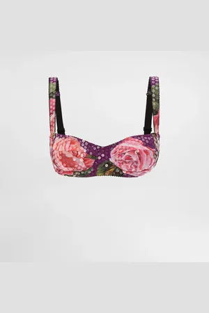 Dolce & Gabbana Soutien-gorge Balconnet En Cady Avec Paillettes Brodées Sur Roses - Femme Lingerie 1b