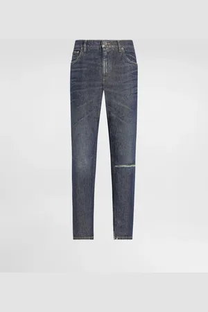 Dolce & Gabbana Jean Loose En Coton Avec Plaquette - Homme Denim 48