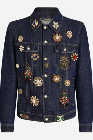 Dolce & Gabbana Blouson En Denim De Coton Avec Détails Bijou - Homme Manteaux Et Blousons 48
