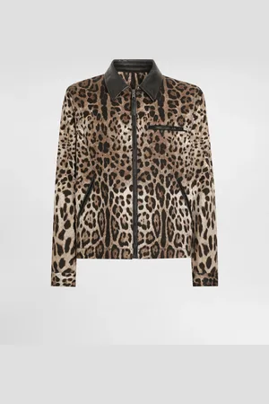 Dolce & Gabbana Blouson En Coton À Léopard Et Plaquette - Homme Manteaux Et Blousons Imprim� Animalier 48