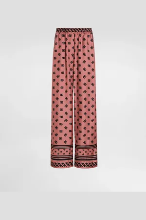 Dolce & Gabbana Pantalon De Pyjama En Satin De Soie Jacquard Avec Logo Dg All-over - Femme Pantalons Et Shorts 38