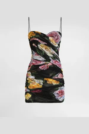 Dolce & Gabbana Robe Courte En Tulle Drapé À Pivoines Et Roses - Femme Robes 36