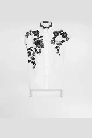 Dolce & Gabbana Chemise Oversize En Popeline De Coton Avec Applications En Dentelle - Femme Tops Et Chemisiers 38