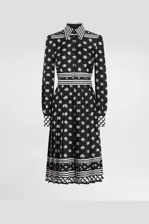 Dolce & Gabbana Robe-chemise Mi-longue En Sergé À Imprimé Logo Foulard Logo Dg All-over - Femme Robes 36