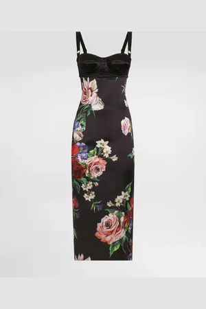 Dolce & Gabbana Robe Combinette Avec Détails Style Soutien-gorge En Satin À Fleurs - Femme Robes 40