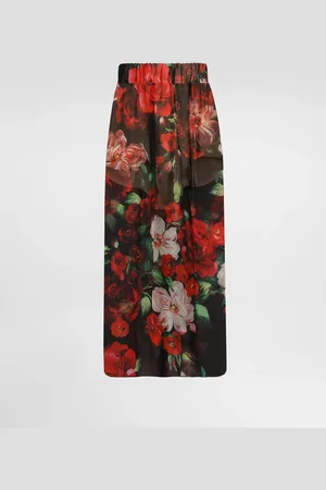 Dolce & Gabbana Jupe Mi-longue En Mousseline À Roses - Femme Jupes 38