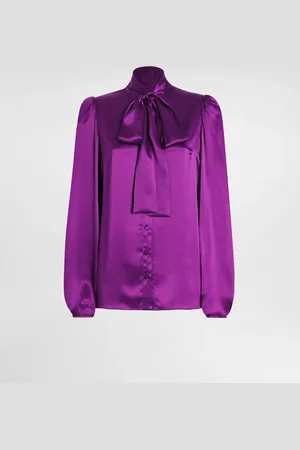 Dolce & Gabbana Chemise En Satin De Soie Avec Nœud - Femme Tops Et Chemisiers Rouge Soie 38