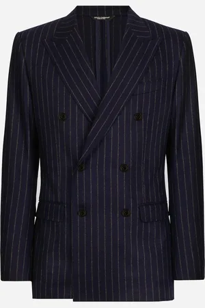 Dolce & Gabbana Veste Croisée Taormina En Flanelle À Rayures Tennis - Homme Costumes Et Blazers 46