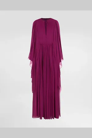 Dolce & Gabbana Caftan Long En Mousseline De Soie Avec Cordon De Serrage - Femme Robes Soie 38