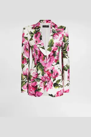 Dolce & Gabbana Veste Turlington En Coton Jacquard À Pivoines - Femme Vestes 36