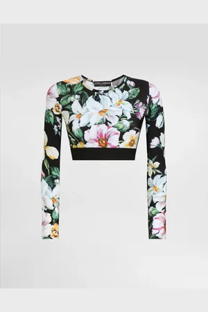 Dolce & Gabbana Haut Court Activewear En Jersey À Fleurs - Femme T-shirts Et Sweatshirts 36