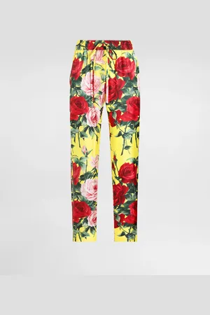 Dolce & Gabbana Pantalon En Sergé De Soie À Bouquet - Femme Pantalons Et Shorts 38