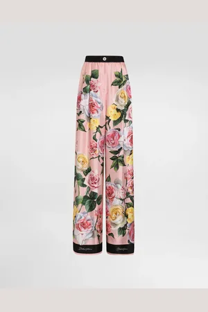 Dolce & Gabbana Pantalon De Pyjama En Soie À Pivoines Et Roses - Femme Pantalons Et Shorts 36