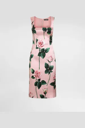 Dolce & Gabbana Robe Fourreau Mi-longue En Satin À Roses - Femme Robes 36