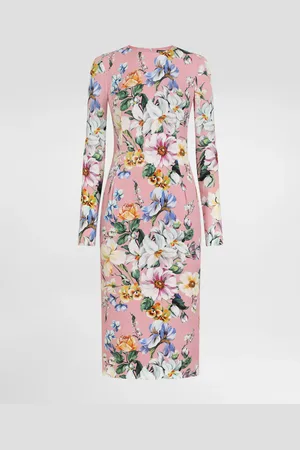 Dolce & Gabbana Robe Fourreau Mi-longue En Charmeuse À Fleurs - Femme Robes 36