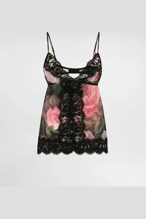 Dolce & Gabbana Caraco En Mousseline Et Dentelle À Roses - Femme Lingerie 1
