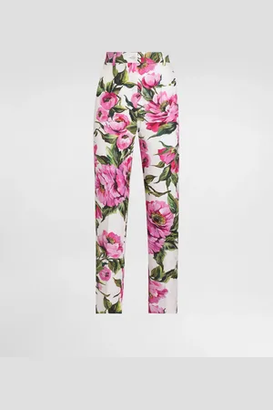 Dolce & Gabbana Pantalon En Coton Jacquard À Pivoines - Femme Pantalons Et Shorts 36