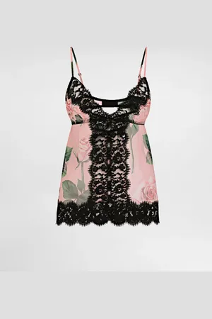 Dolce & Gabbana Caraco En Mousseline Et Dentelle À Roses - Femme Lingerie 1