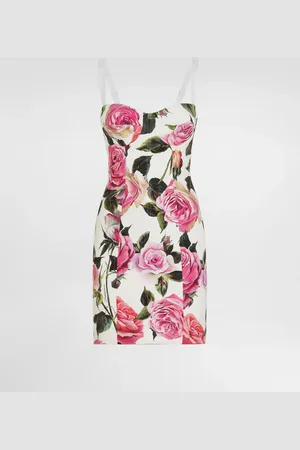 Dolce & Gabbana Robe Bustier En Coton Jacquard À Roses - Femme Robes 44