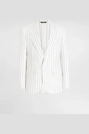 Dolce & Gabbana Veste Droite En Lin Mélangé À Rayures Tennis - Homme Costumes Et Blazers 44