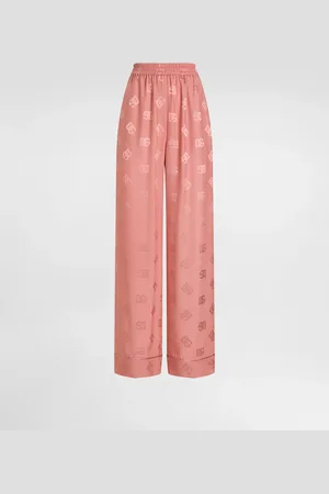 Dolce & Gabbana Silk Satin Jacquard Pajama Pants With All-over Dg Logo - Femme Pantalons Et Shorts 36